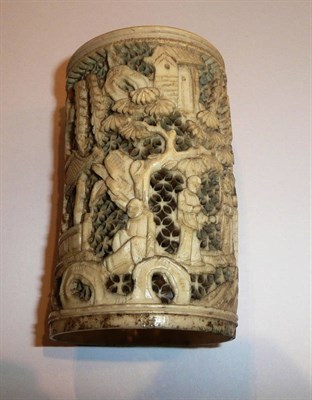 Lot 55 - Chinese carved ivory vase