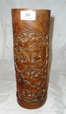 Lot 94 - A Chinese carved bamboo section vase