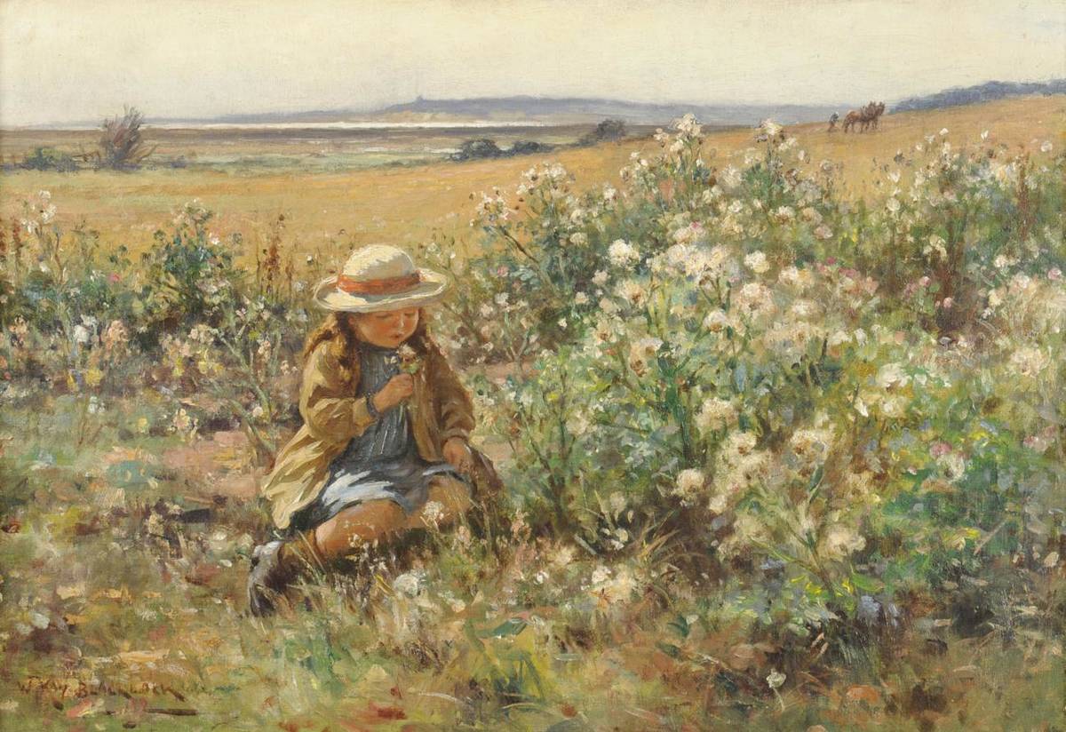 Lot 614 - William Kay Blacklock (1872-1922)  "Thistledown, Dunwich Coast, Suffolk "  Signed, inscribed on the