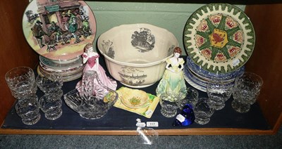 Lot 117 - Wedgwood 'John Wanamaker Philadelphia' creamware bowl (first edition), two Coalport figures, a...