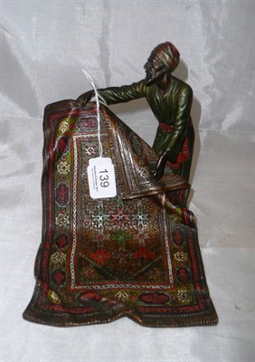 Lot 139 - Franz Bergmann style cold painted bronze figure of an Arab carpet seller