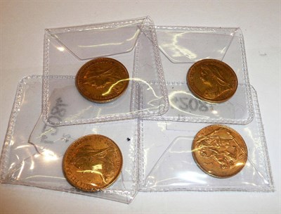 Lot 162 - Four gold sovereigns, two x 1894, one x 1895, one x 1901 (4)