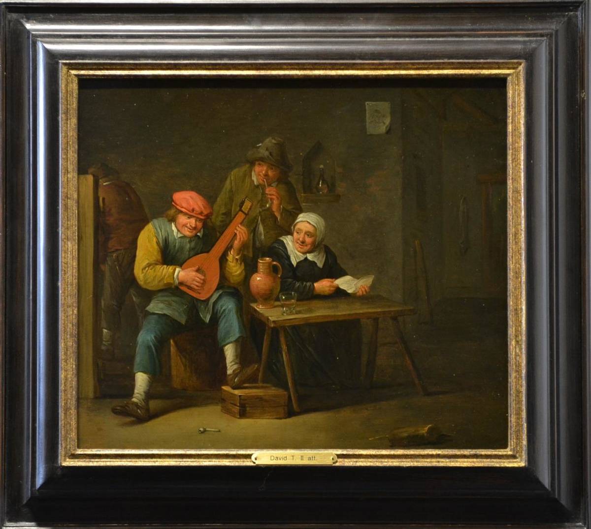 Lot 624 - Circle of David Teniers (1610-1690) Flemish  Tavern scene with figures music making Oil on...
