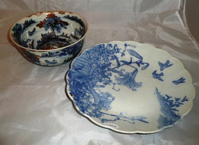 Lot 218 - A late 19th century Chinese blue and white porcelain bowl for the Japanese market and a blue...