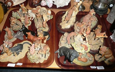 Lot 233 - Two trays of Border Fine Arts and other decorative model foxes and dogs