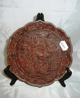 Lot 289 - A 19th century Chinese cinnabar lacquer tray and stand