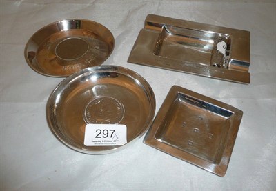 Lot 297 - Two silver dishes, ashtray, square dish, a case for a cigar holder