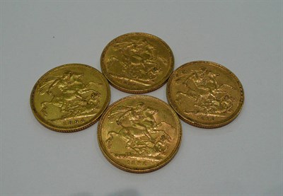 Lot 331 - Four gold sovereigns, three x 1896, one x 1894 (4)