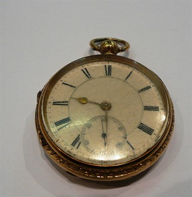 Lot 338 - An 18ct gold pocket watch with engraved case