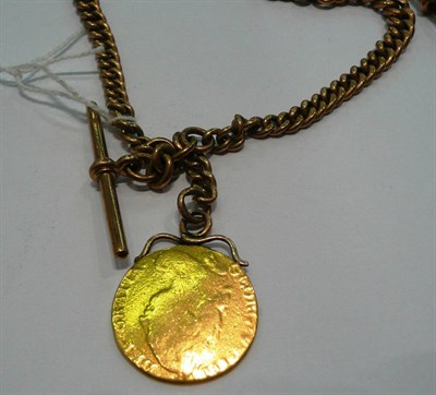 Lot 349 - A 9ct gold watch chain with a Georgian sovereign pendant