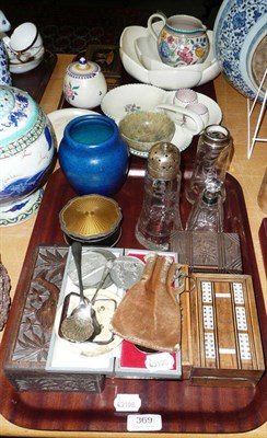 Lot 369 - A quantity of China and silver including caddy spoon, gold studs, seal top spoon, Royal Lancastrian