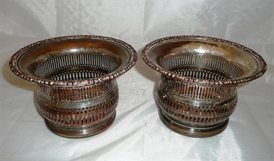 Lot 379 - A pair of tall plated wine coasters