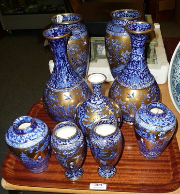 Lot 394 - Four pairs of Old Foley vases and one other