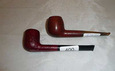 Lot 400 - Two Dunhill white spot pipes, cased with bags