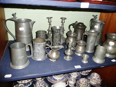 Lot 437 - Quantity of pewter on one shelf