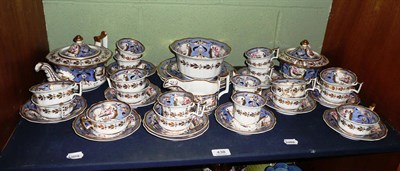 Lot 438 - A blue and floral gilt tea set possibly Rockingham