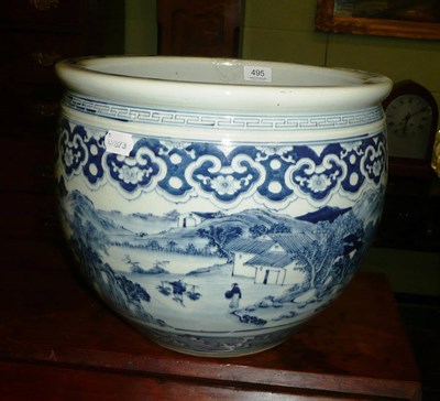 Lot 495 - A Chinese blue and white porcelain jardiniere (a.f.)