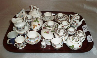 Lot 505 - A small tray of miniature porcelain teawares including Wedgwood Kutani Crane, etc