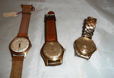 Lot 532 - A gold plated Omega wristwatch and two other gent's wristwatches