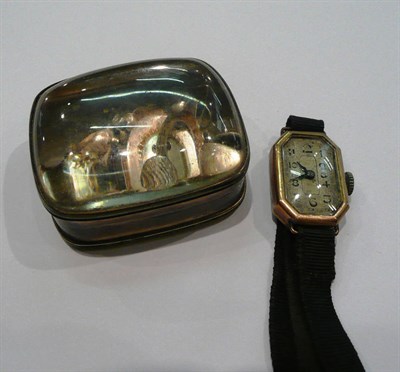 Lot 545 - A magnifying snuff box and a gold watch etc