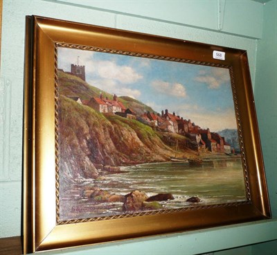 Lot 568 - J Dakin 1891 'Whitby', oil on canvas