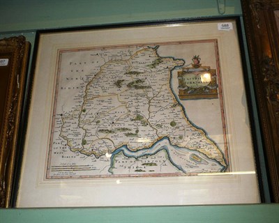 Lot 588 - Morden, The East Riding of Yorkshire, hand-coloured map, framed and glazed