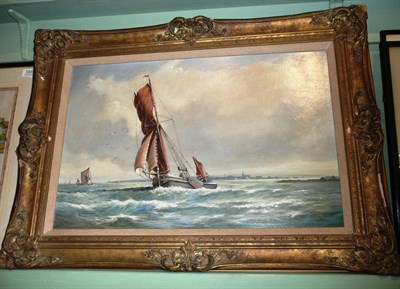 Lot 589 - D Lightfoot oil on board, sailing barge