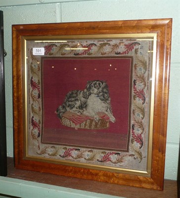 Lot 591 - 19th century framed sampler of a dog