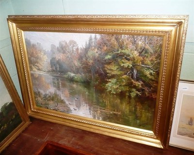 Lot 596 - E H Ehlers - river landscape, oil on canvas