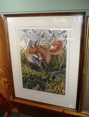 Lot 601 - David Binns, watercolour of a fox