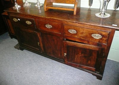 Lot 626 - 18th century ash dresser with three frieze drawers above two cupboard doors