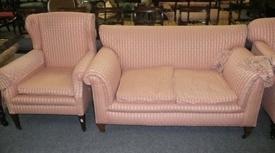 Lot 635 - Two seater Edwardian sofa and two armchairs