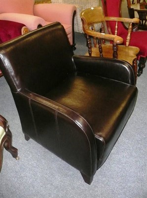 Lot 643 - A modern leather upholstered tub chair and a smoker's chair