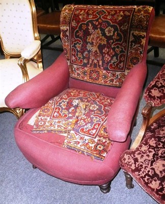 Lot 713 - Victorian nursing chair with 'carpet' panel