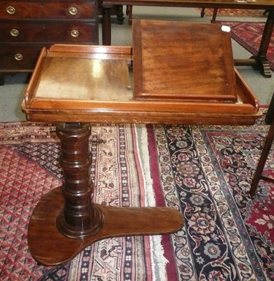 Lot 729 - A Victorian mahogany inlaid invalid table with turned column and brass mounts