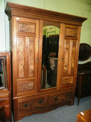 Lot 734 - Edwardian walnut wardrobe