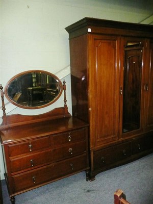 Lot 735 - An Edwardian triple wardrobe and dressing table