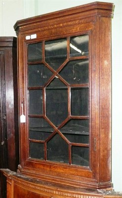 Lot 743 - Oak corner cupboard (with key) and two mirrors