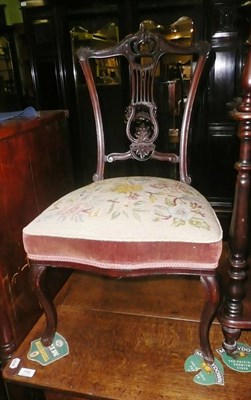 Lot 756 - Carved mahogany nursing chair with needlework seat