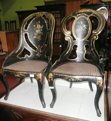 Lot 759 - A matched pair of Victorian papier mache nursing chairs