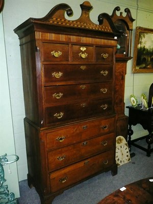 Lot 791 - A George III inlaid oak chest on chest, possibly North West England origin