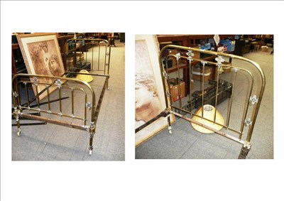 Lot 880 - Victorian brass single bed with irons and slats