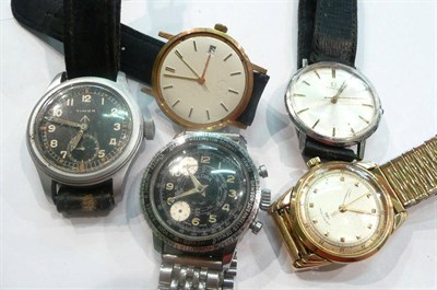 Lot 6 - A military wristwatch signed Timor, Hamilton wristwatch and three other gents wristwatches (5)