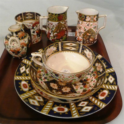 Lot 68 - A Davenport plate, a Derby cup and saucer, two 198 pattern jugs, a Derby coffee can and Derby...