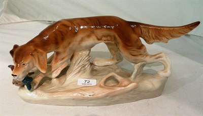 Lot 72 - A Royal Dux model of a dog with a pheasant and a small reproduction Staffordshire bust