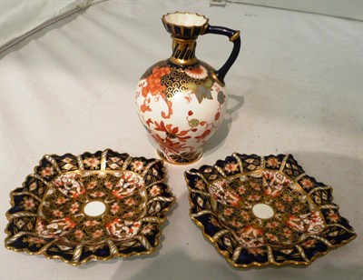 Lot 103 - A Royal Crown Derby jug and two Royal Crown Derby dishes (3)