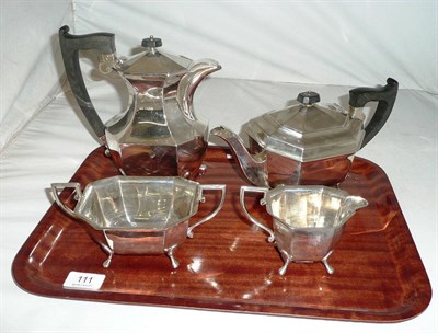 Lot 111 - A silver four piece tea service, 52oz