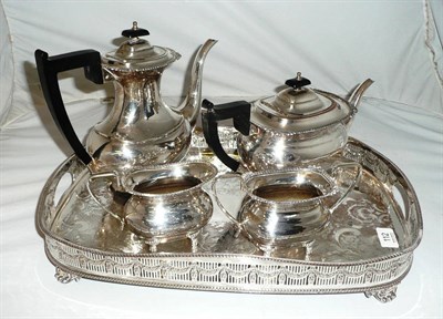 Lot 112 - Four piece silver plated tea service and tray