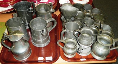 Lot 126 - A tray of pewter and a quantity of pewter tankards