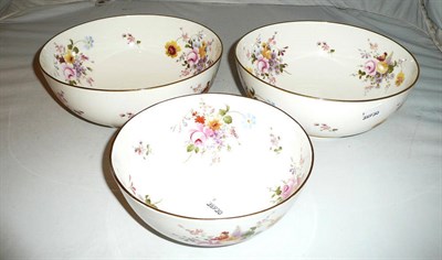 Lot 133 - A pair of Royal Crown Derby 'Derby Posies' bowls and another, smaller (3)